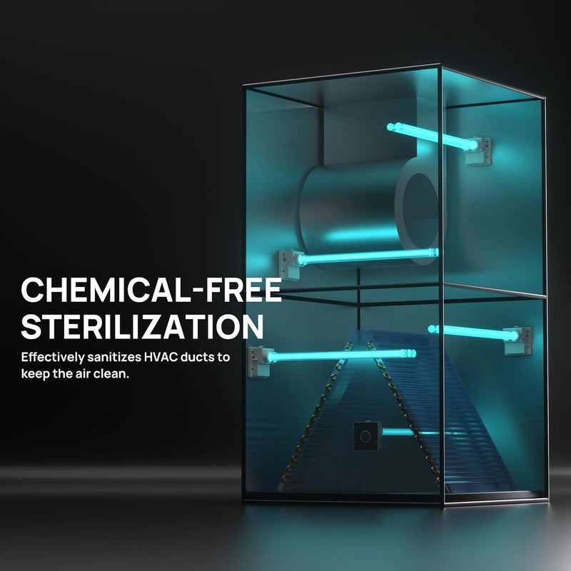 TURBRO AC 100-240V 36W HVAC UV Light Kit for Ducted Coil Systems, ETL&CARB Certified, Comes with a 15.2 in 4-Pin 2G11 Base Lamp, Magnetic Holder, and a Ballast, for Cleaning Air and AC Systems, UV36D - Image 2